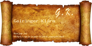 Geiringer Klára névjegykártya